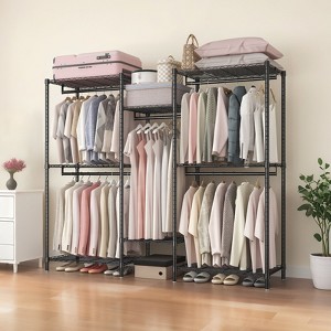 Kumasinova Freestanding Coat Racks,Portable Clothes Rack with Adjustable Shelves,Coat Rack with Metal Frame,Clothing Racks for Hanging Clothes - 1 of 4