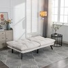 Okak Modern Sofa Bed Futon Couch, Convertible Small Sleeper Sofa Bed Loveseat Recliner for Small Apartments, living Room, Cream - 3 of 4