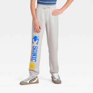 Boys' Sonic the Hedgehog Fleece Sweatpants - Silver - 1 of 4