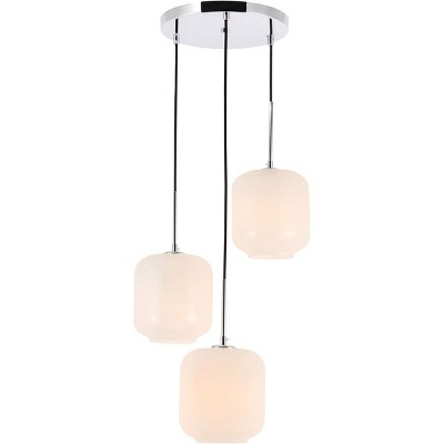 Elegant Lighting Collier 3 light Chrome and Frosted white glass pendant