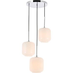 Elegant Lighting Collier 3 light Chrome and Frosted white glass pendant - 1 of 4