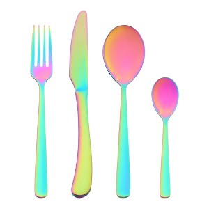 REGALWOVEN Stainless Steel  Mirror Polished Flatware Silverware Set with Serving Utensils 4 Piece - 1 of 4