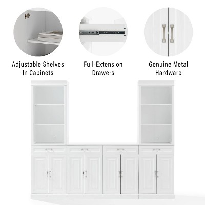 78" White MDF Sideboard and Storage Bookcase Set