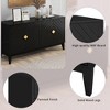 DOMETOUR 4-Door Sideboard Storage Cabinet for Living Room and Dining Room Two Large Cabinets with Gold Handles and Adjustable Shelf Black - 2 of 4