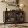 FUFU&GAGA Vintage Farmhouse Style Glass -Door Display Cabinet,Multi-Shelf Home Office Display Bookshelf,Display & Organize,Elevate Your Space - 2 of 4