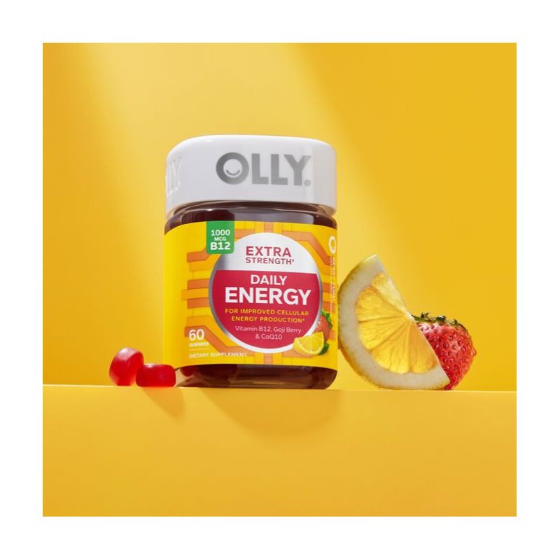 OLLY Extra Strength Daily Energy, 1000 mcg, Vitamin B12 and Caffeine-Free Gummies - Berry Yuzu Flavor - 60ct, 3 of 11