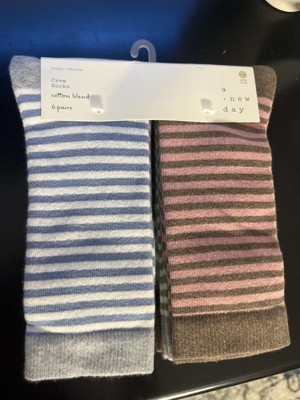 Women's Striped 6pk Crew Socks - A New Day™ Assorted Colors 4-10 : Target