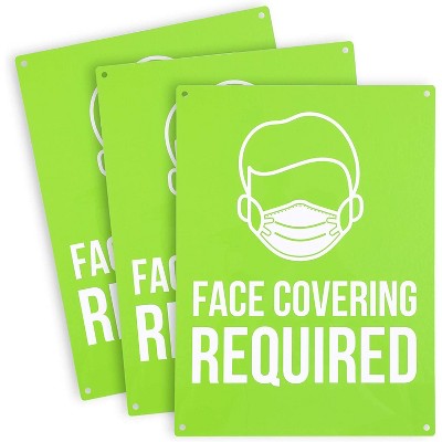 Stockroom Plus 3 Pack Safety Signs, Face Covering Required, Peel and Stick Label (9 x 12 in)