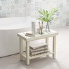 Costway 24" x 12" Heavy Duty Waterproof HDPE Shower Bench Stool with Storage Shelf White/Off White & Brown - 2 of 4