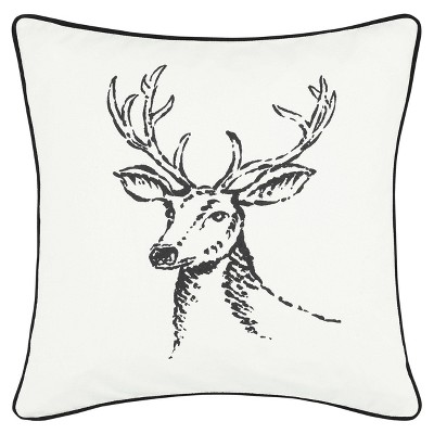 20"x20" Winter Morning Stag Decorative Throw Pillow Black - Eddie Bauer