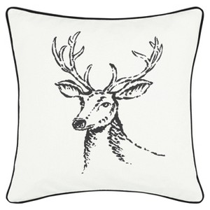 20"x20" Winter Morning Stag Decorative Throw Pillow Black - Eddie Bauer: Cotton Canvas, Indoor Couch Accent, OEKO-TEX Certified - 1 of 4