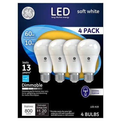 60w 4pk LED Dimmable Light Bulbs 