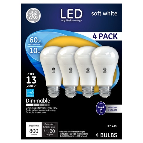 General Electric 60w 4pk LED Dimmable Light Bulbs : Target