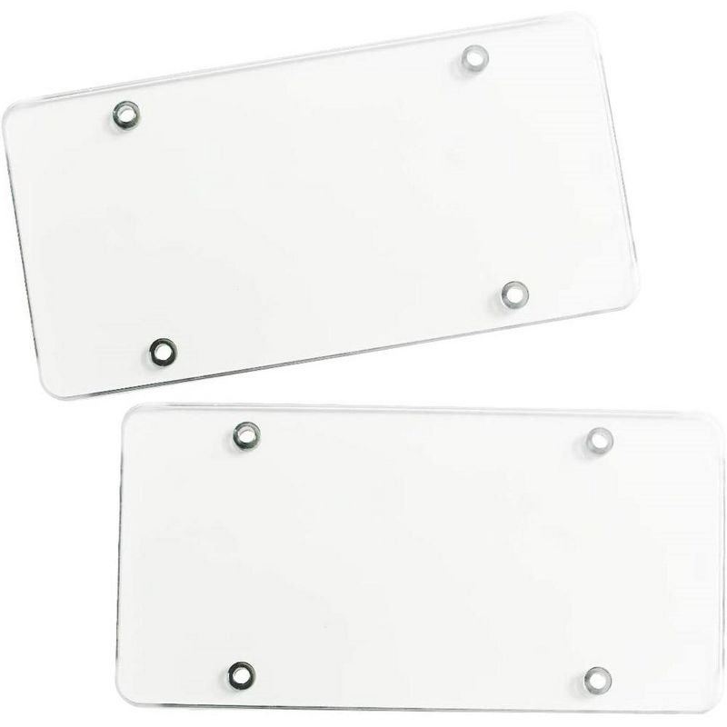 Zone Tech Clear Unbreakable License Plate Shields - 2-Pack Novelty/License Plate Clear Durable Flat Thick Shields, 1 of 8