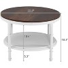 VINGLI 25.6" Rustic Oak White Round Farmhouse Coffee Table, 2-Tier Storage Wood Center Circle Accent Table for Living Room - 2 of 4