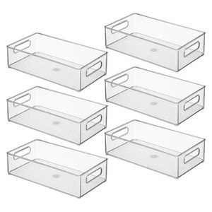 iDesign Plastic Stackable Fridge Bin with Handles, Set of 6, Clear, Made in USA - 1 of 4