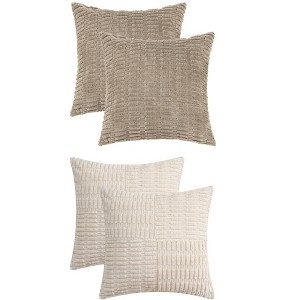 REGALWOVEN 4 Pcs Solid Corduroy Modern Throw Pillow Covers 18" x 18" - 1 of 4