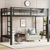 Ridstar 77.6 in. W Twin Size Metal Loft Bed with Easy-Climb Ladder & Guardrail-Black - 2 of 4