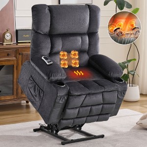 Clihome Dual Motor Large Power Lift Recliner Chair, Lay Flat Lift Chair with knead the waist and heat, Big Lift Recliner for Tall People, Cup Holders - 1 of 4