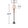 Kathy Ireland Sonnett Vintage Rustic Floor Lamp 63 1/2" Tall Bronze Metal Faux Marble Ivory Linen Bell Shade for Living Room Bedroom Office House Home - 4 of 4