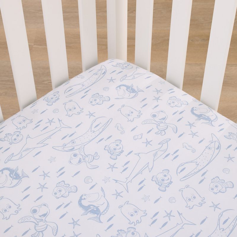 Disney Finding Nemo Cutest Little Catch Light Blue, and White Nursery Fitted Crib Sheet, 2 of 5