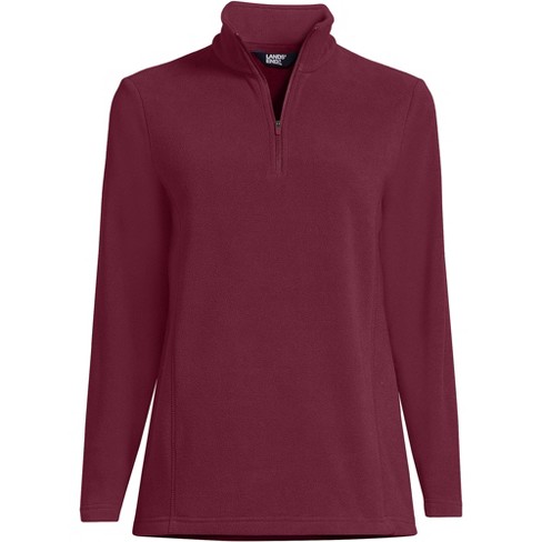 Lands' End Women's Fleece Quarter Zip Pullover - Medium - Rich Red