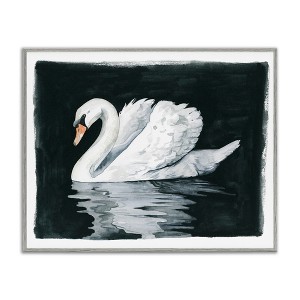 Stupell Industries Beautiful Swan Black Reflection Framed Giclee Art - 1 of 4