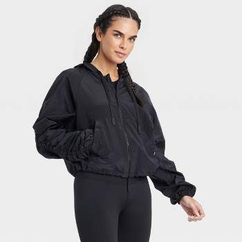 Women's Zip-Front Track Jacket All in Motion Black L New Zip