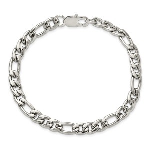 Chisel Stainless Steel Polished 8mm 9" Figaro Chain Bracelet - 1 of 4