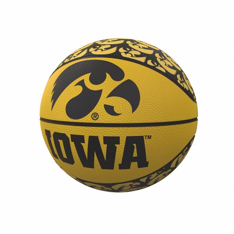 NCAA Iowa Hawkeyes Repeating Logo Mini-Size Rubber Basketball, 1 of 2