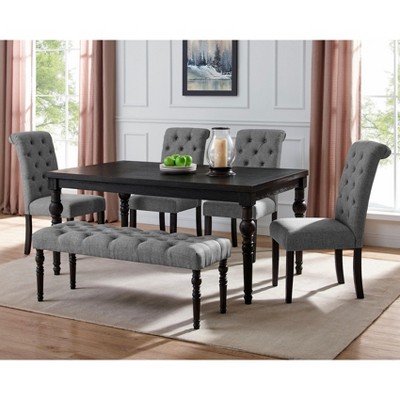 NicBex Dining Room Table Set Morden Dining Room Table with MDF Tabletop, 4 Upholstered Chairs and 1 Bench for Dining Room