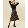INSPIRE CHIC Women's Tartan Plaid High Waist Belted Vintage A-Line Midi Skirt - 4 of 4