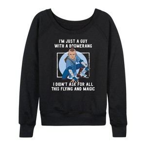 Women's - Avatar: The Last Airbender - Boomerang Guy Lightweight French Terry Wide Neck Long Sleeve Shirt - 1 of 4