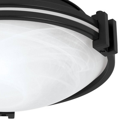 Black and Marbleized Glass Bowl Flush Mount Ceiling Light