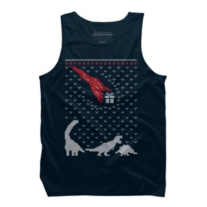Men's Design By Humans Dinosaur Comet Christmas Sweater By shirtpublic Tank Top - 1 of 3