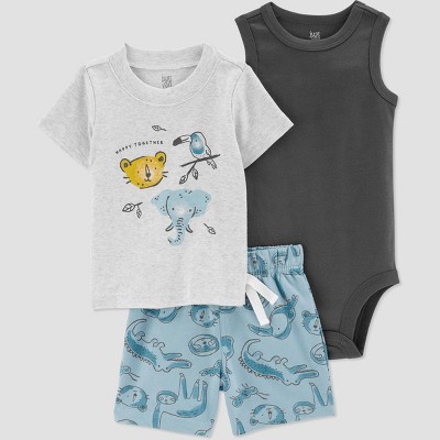 Image of Baby Boys' Safari Top & Bottom Set - Just One You® made by carter's Sage Blue Newborn