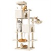 FONTOI 66 Inch Cat Tree Tower Large Cat Climbing Tree with Extended Platform, Indoor Pet House for Cats Kittens Play, Beige, 22.83"* 18.89"*66.9" - 2 of 4