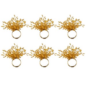 Design Imports Gold Beaded Burst Napkin Ring Set/6 - 1 of 4