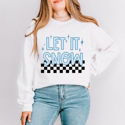 Simply Sage Market Let It Snow Checkered Sweatshirt - M - White
