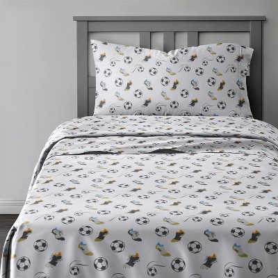Kids Full Soccer Print Microfiber Sheet Set