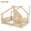 Twin/Full Montessori Bed Frame House Floor Bed, Platform Bed with Window, Built-in Shelf & House-Shaped Roof - ModernLuxe - 4 of 4