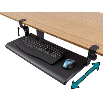 Large Black Adjustable Clamp-On Under Desk Keyboard Tray