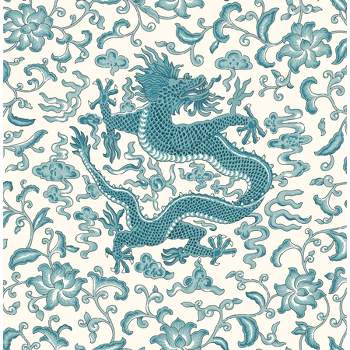 Brewster Peacock Chi'en Dragon Scalamandre Self Adhesive Wallpaper