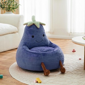 Kumasinova 23.6"/30.3" Eggplant Shaped Bean Bag Chairs for Kids,Bean Bag Chair with Faux Rabbit Fur,Gaming Bean Bag Chairs for Teens for Living Room - 1 of 1
