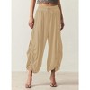 Coolmee Women's Drawstring Pants Casual Harem Pants Drawstring Elastic Waist Beach Boho Yoga Trousers - 2 of 3