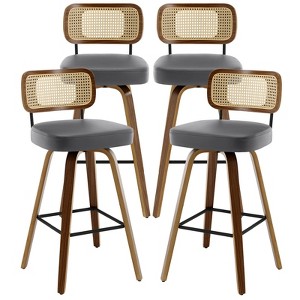 Bekrvio 26"/29” Swivel Bar Stools Set of 4, Upholstered Faux Leather Barstools with Back, Bar Chairs Island Stools for Kitchen Counter - 1 of 4