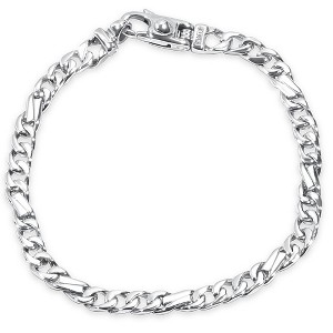 Pompeii3 Men's Figaro Link 14k Gold (19gram) or Platinum (30gram) 5.5mm Bracelet 8" - 1 of 4