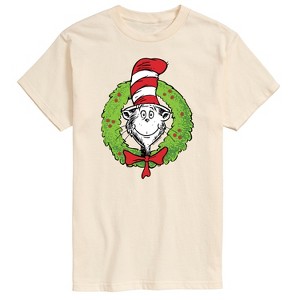 Men's The Cat in the Hat Cat Wreath Short Sleeve Graphic T-Shirt - Cream - Large - 1 of 4