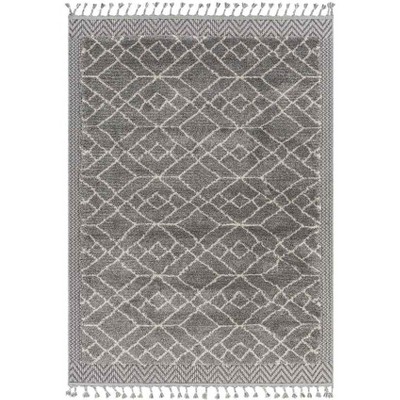 Mark & Day Wellsburg 8'2"x10' Rectangle Woven Indoor Area Rugs Charcoal: Geometric, Stain-Resistant, Bohemian Style