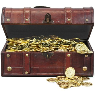 Vintiquewise Pirate Treasure Chest with 144 Coins